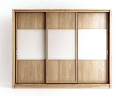 Sliding Door Wardrobe wooden storage cabinet with frosted panels for bedroom use 180x60x210 cm - Natural-White - modern minimalist design-Decorure