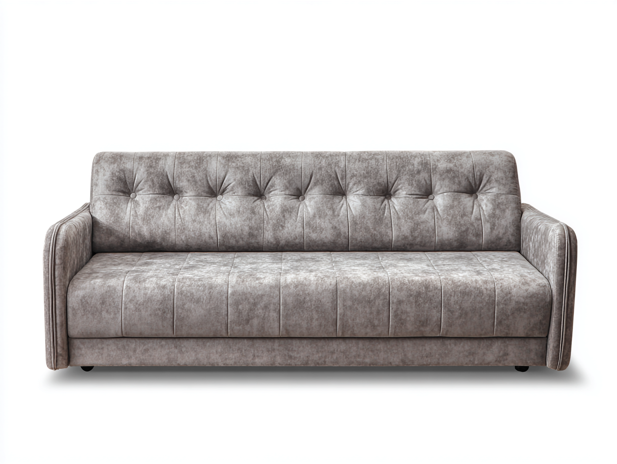 3 Seater Sofa fabric upholstery with button tufted back for living room 215x92x88 cm - Grey - classic comfort design-Decorure