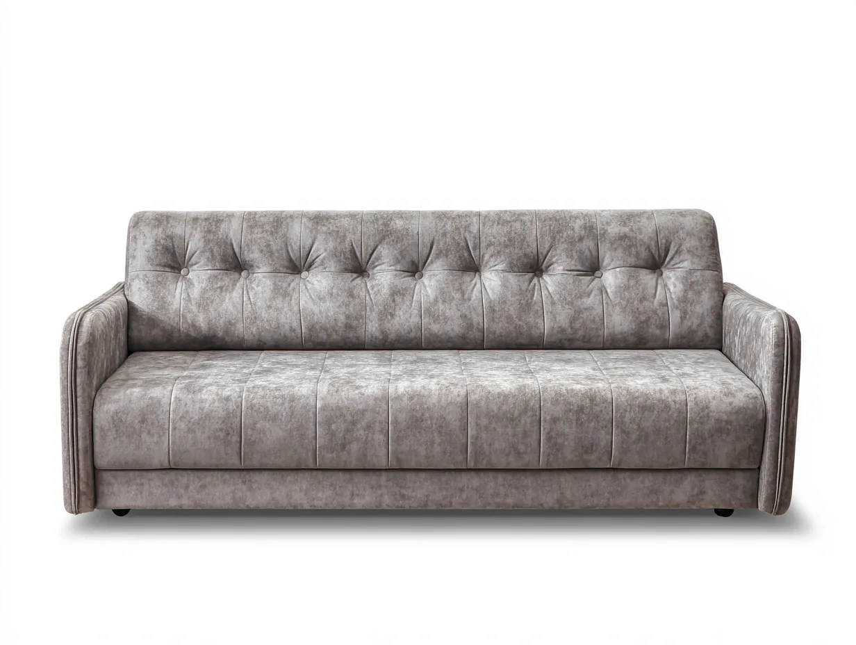 3 Seater Sofa fabric upholstery with button tufted back for living room 215x92x88 cm - Grey - classic comfort design-Decorure