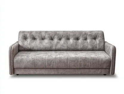 3 Seater Sofa fabric upholstery with button tufted back for living room 215x92x88 cm - Grey - classic comfort design-Decorure