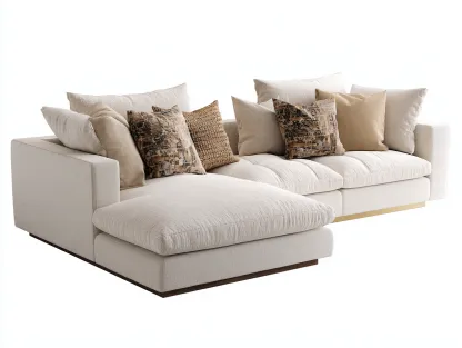 Sectional Sofa fabric upholstery with chaise seating for living room 285x165x85 cm - Beige - contemporary comfort design-Decorure