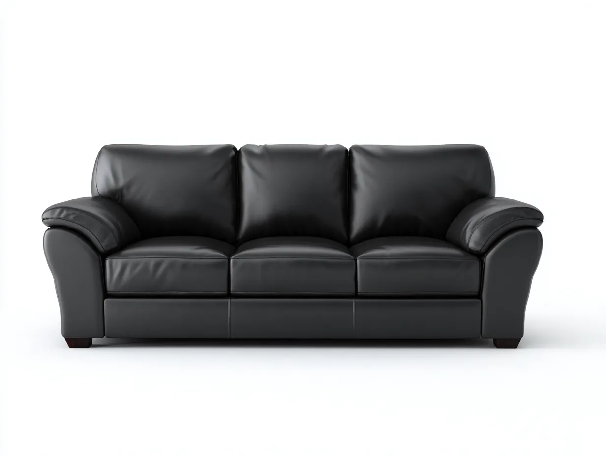 3 Seater Sofa leather upholstered 210x95x90 cm - black - classic comfort design for living room-Decorure
