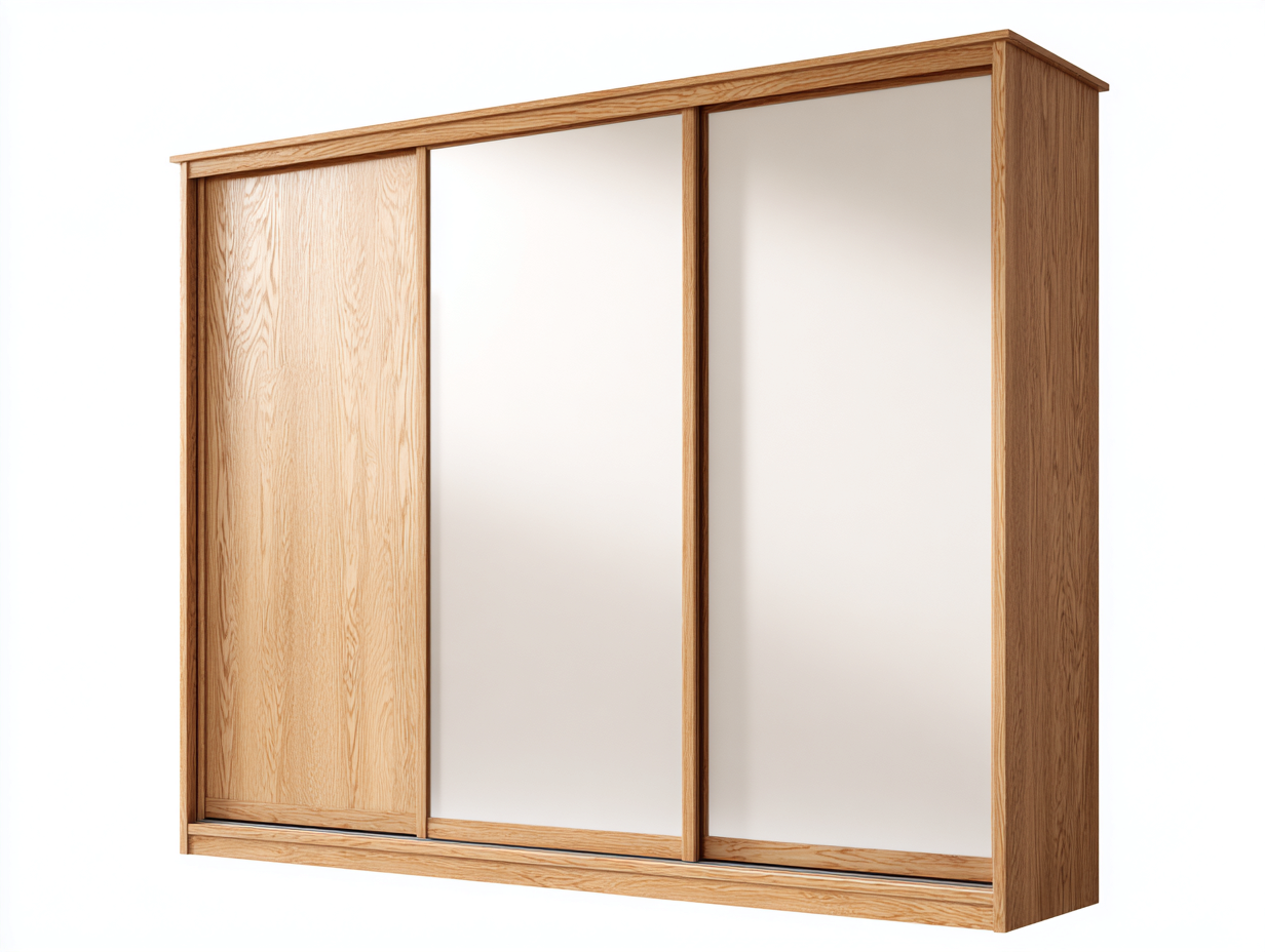 Sliding Door Wardrobe engineered wood construction 180x60x210 cm - natural wood - modern storage design-Decorure