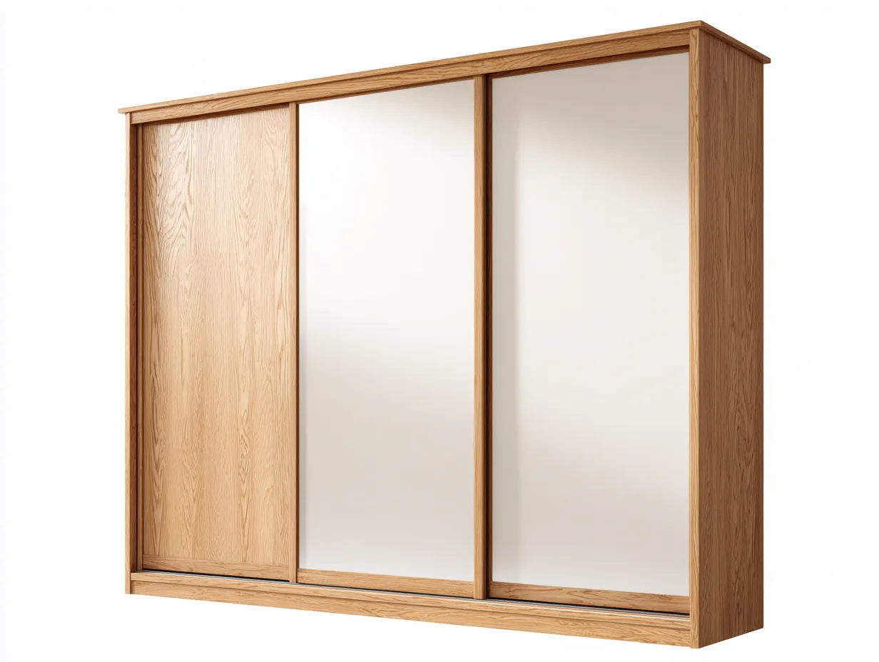 Sliding Door Wardrobe engineered wood construction 180x60x210 cm - natural wood - modern storage design-Decorure