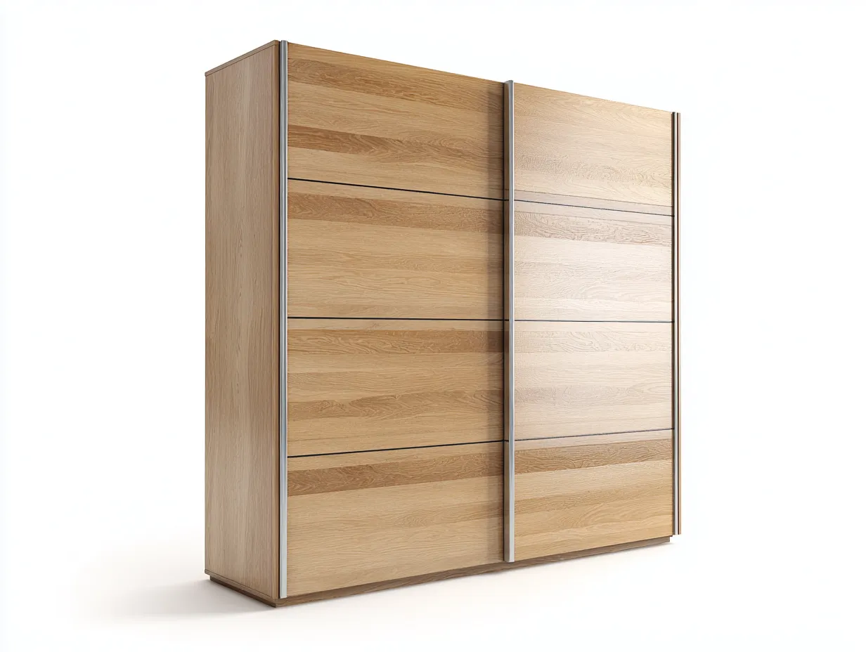 Sliding Door Wardrobes engineered wood sliding door wardrobe 200x60x210 cm - natural wood - modern minimalist storage design-Decorure