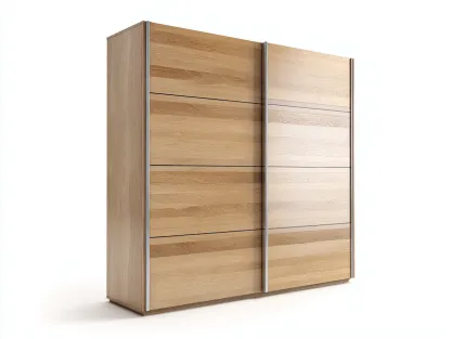 Sliding Door Wardrobes engineered wood sliding door wardrobe 200x60x210 cm - natural wood - modern minimalist storage design-Decorure