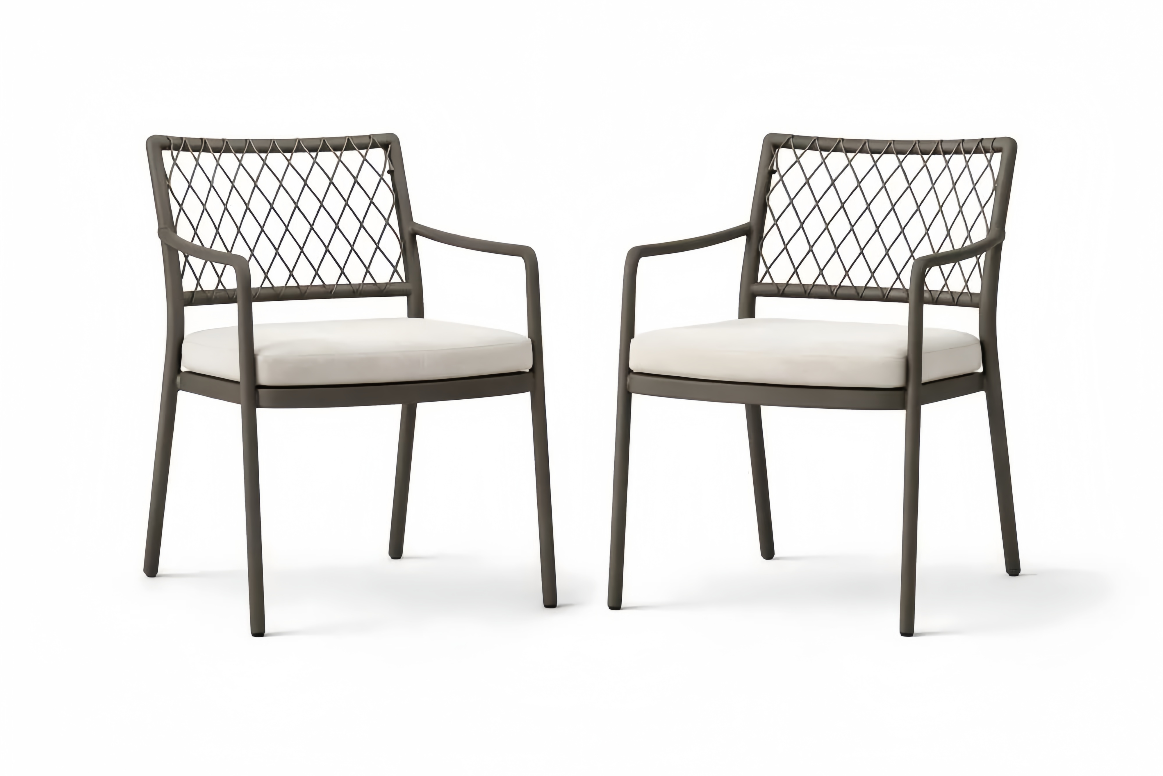 Metal Outdoor Armchair Set with Beige Cushions