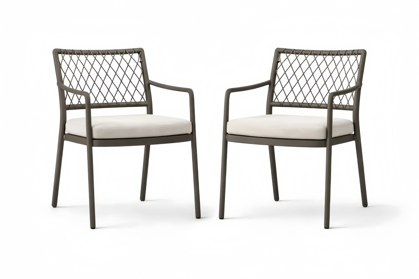 Metal Outdoor Armchair Set with Beige Cushions