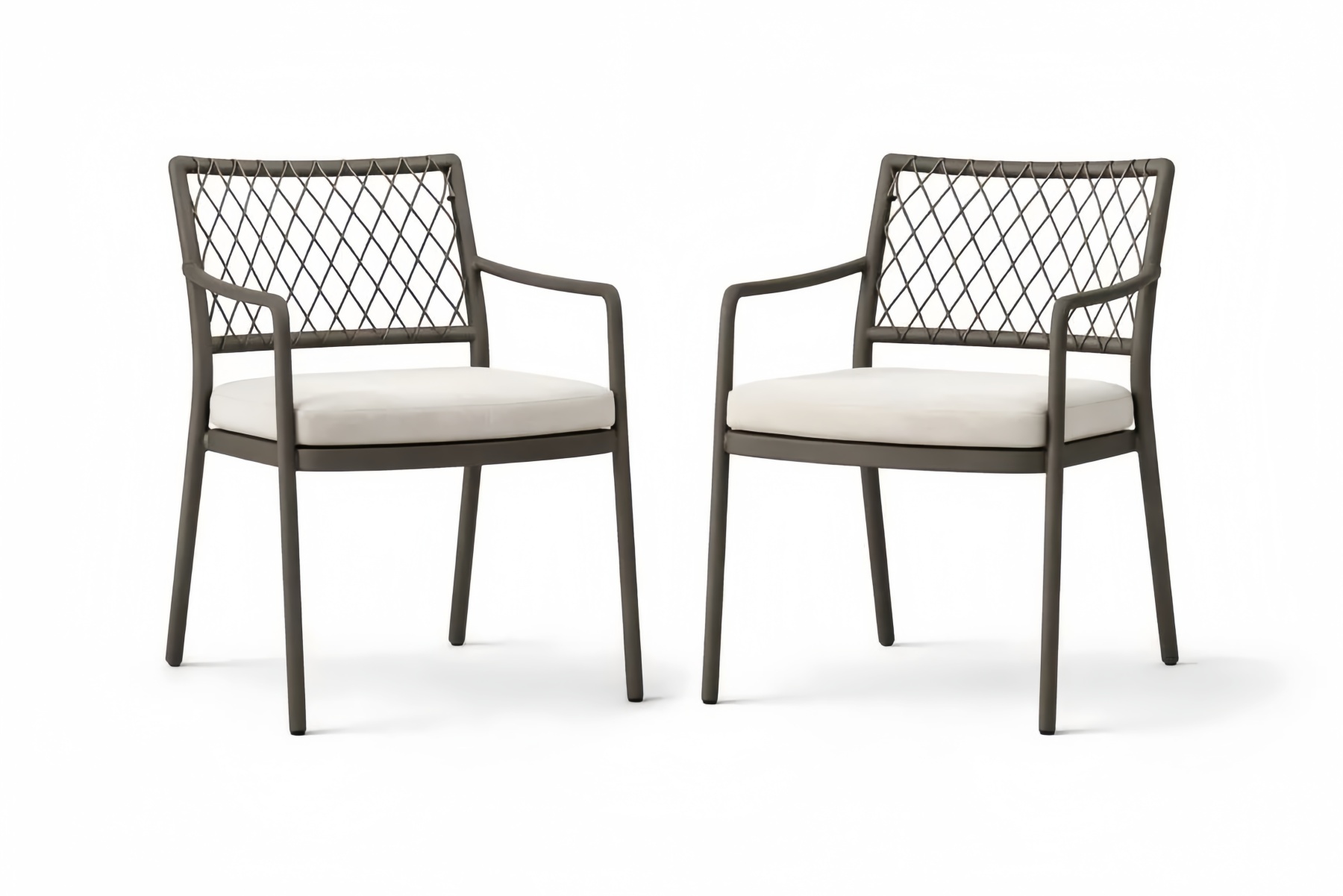 Metal Outdoor Armchair Set with Beige Cushions