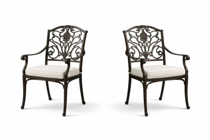 Cast Aluminum Outdoor Armchair Set with Cushions Black 57.5x61x91 cm
