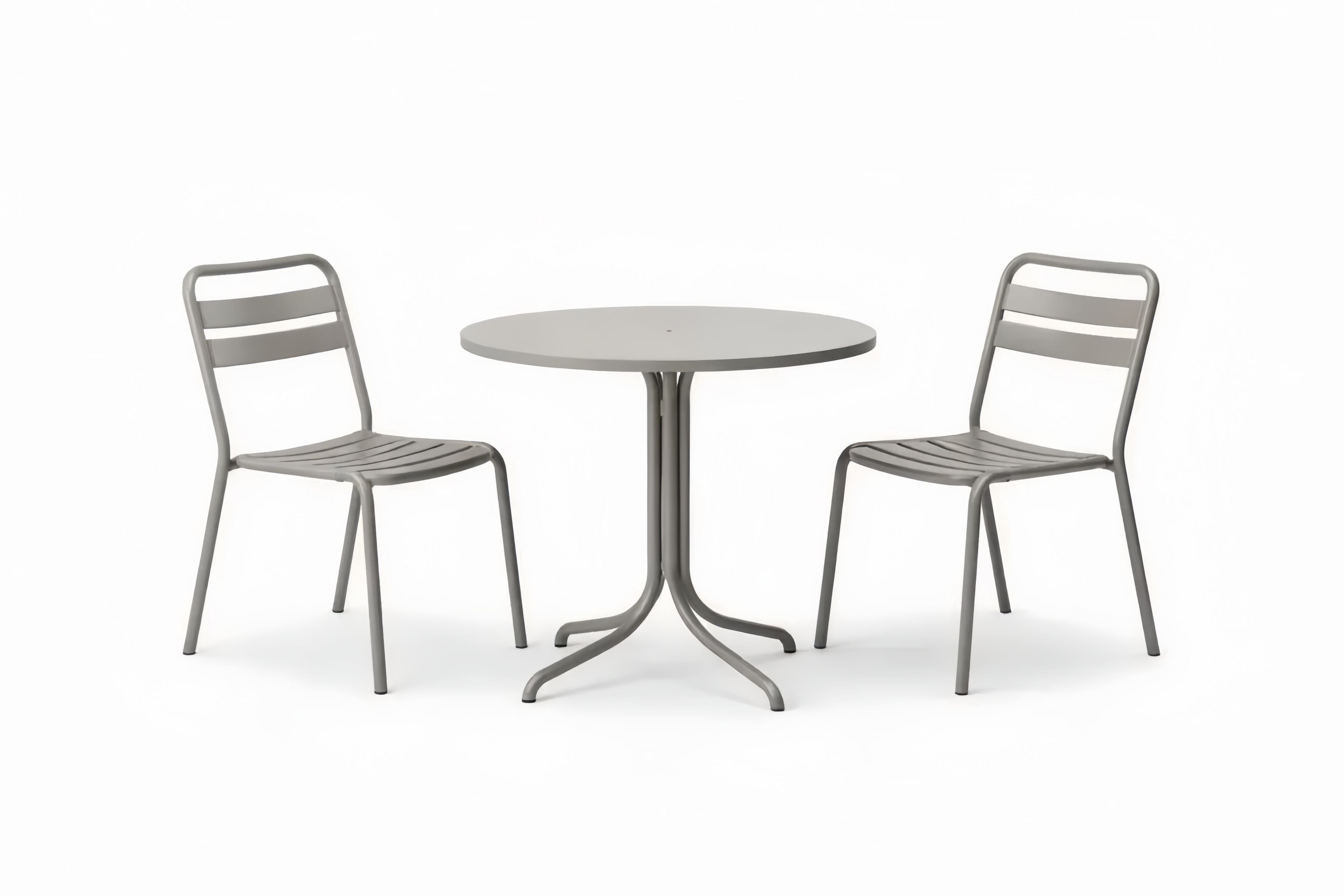 Metal Outdoor Dining Set with Round Table and Chairs Gray