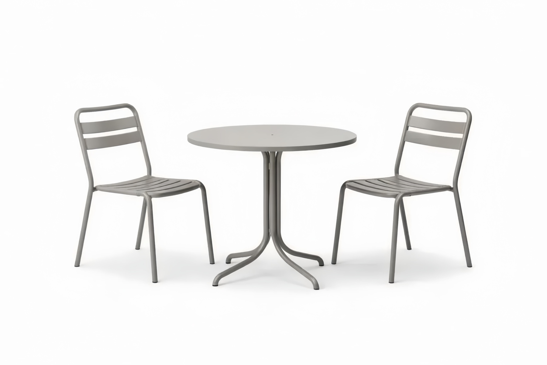Metal Outdoor Dining Set with Round Table and Chairs Gray