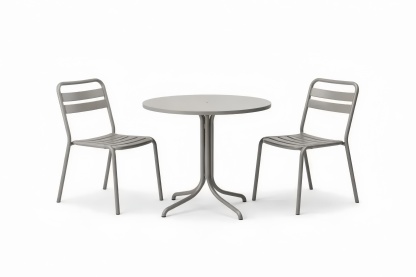 Metal Outdoor Dining Set with Round Table and Chairs Gray
