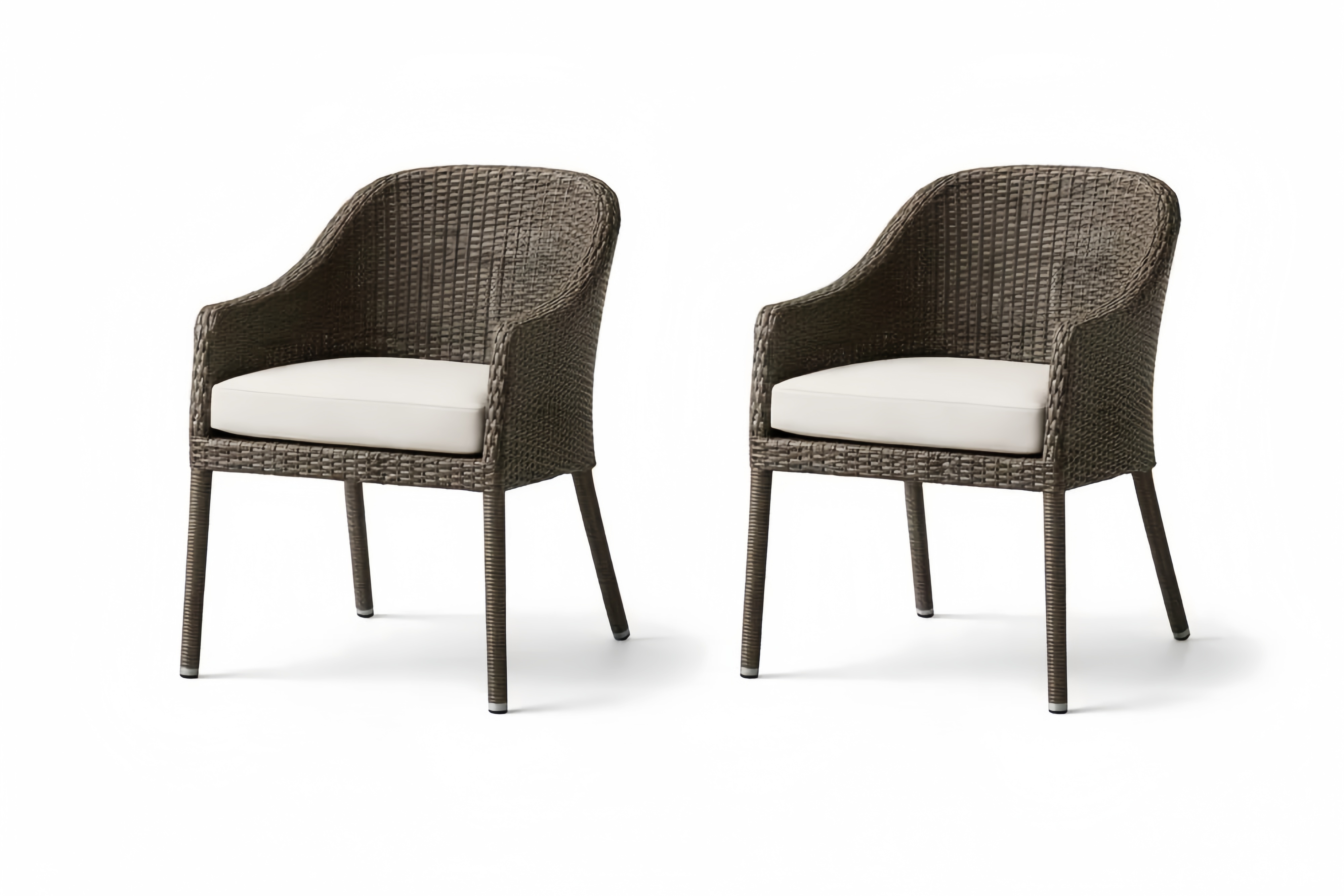 Set of 2 Outdoor Wicker Armchairs with Cushions in Brown