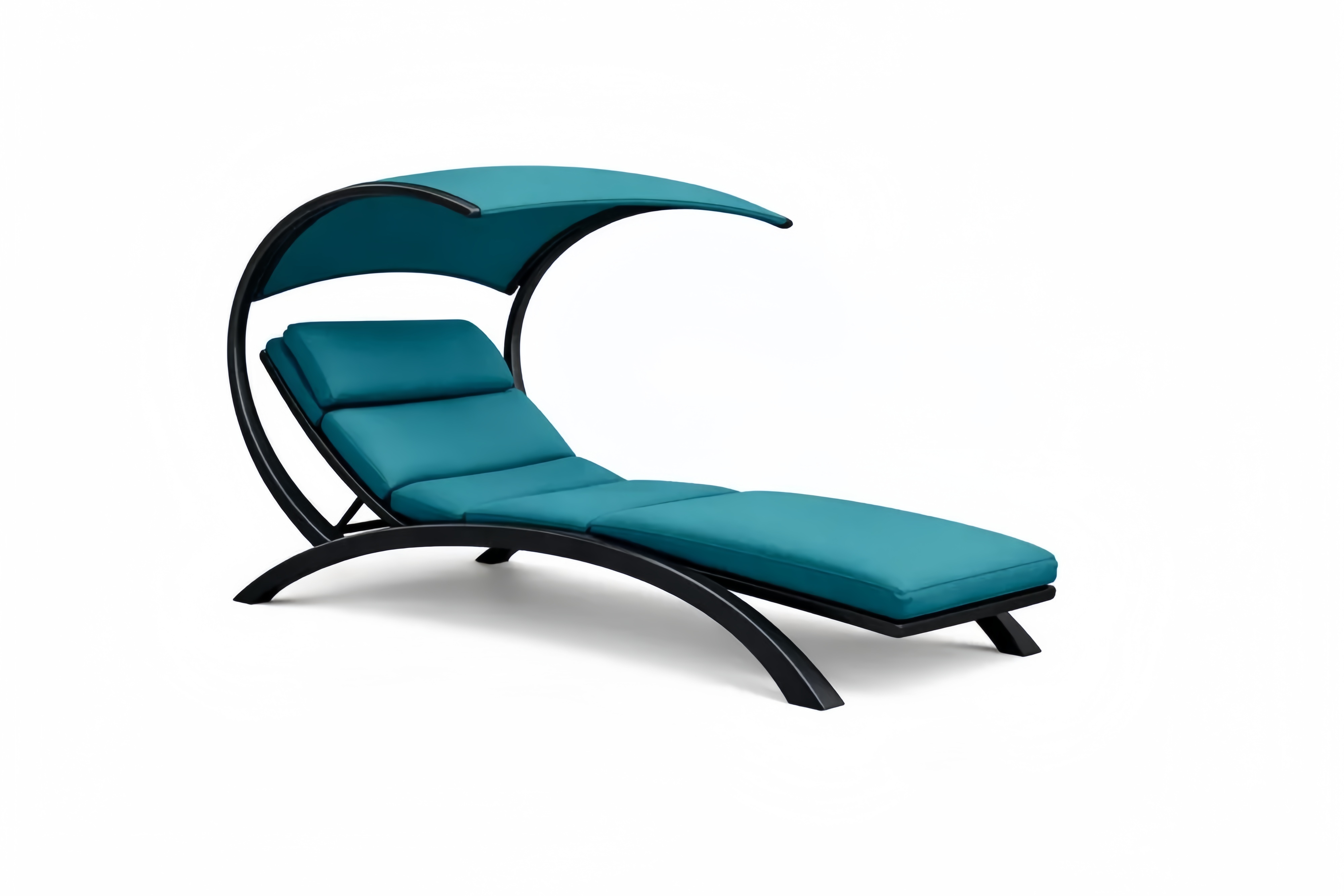 Outdoor Chaise Lounge Chair Curved Design Teal Adjustable Backrest