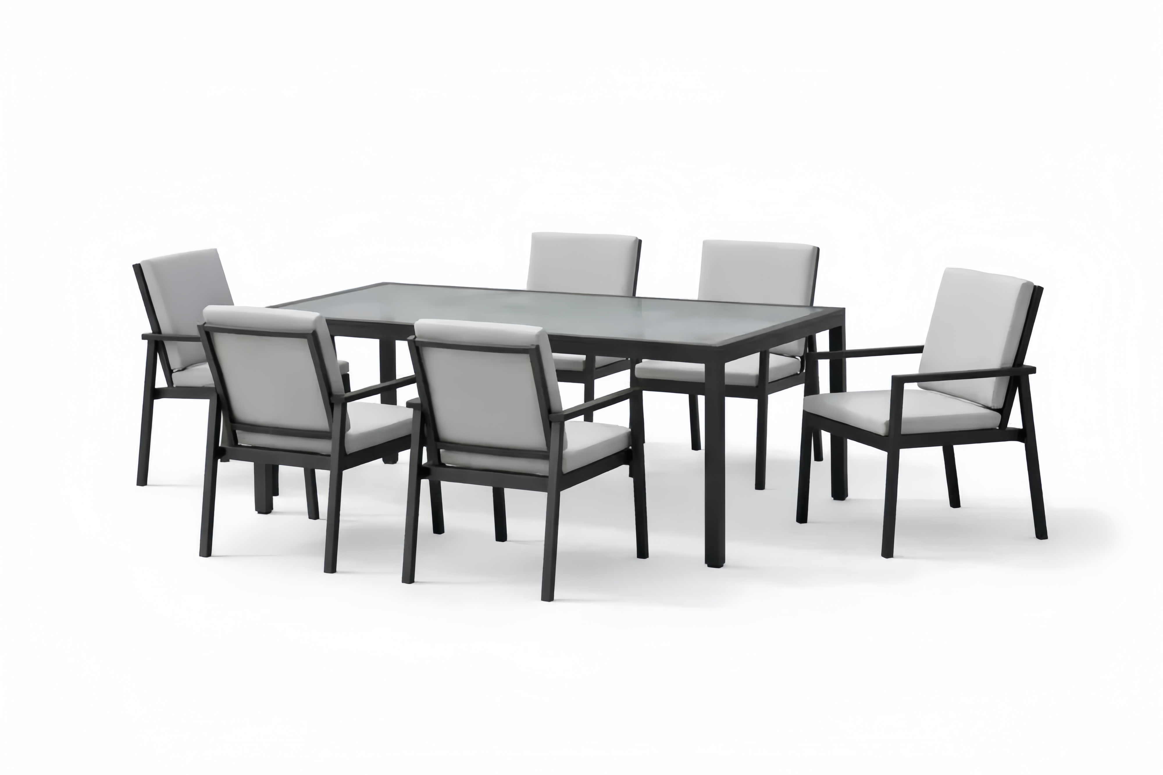 Outdoor 7-Piece Aluminum Patio Table and Cushioned Chair Set