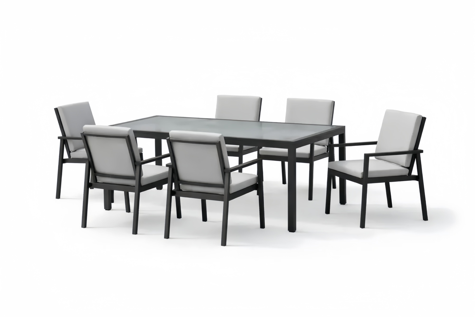 Outdoor 7-Piece Aluminum Patio Table and Cushioned Chair Set