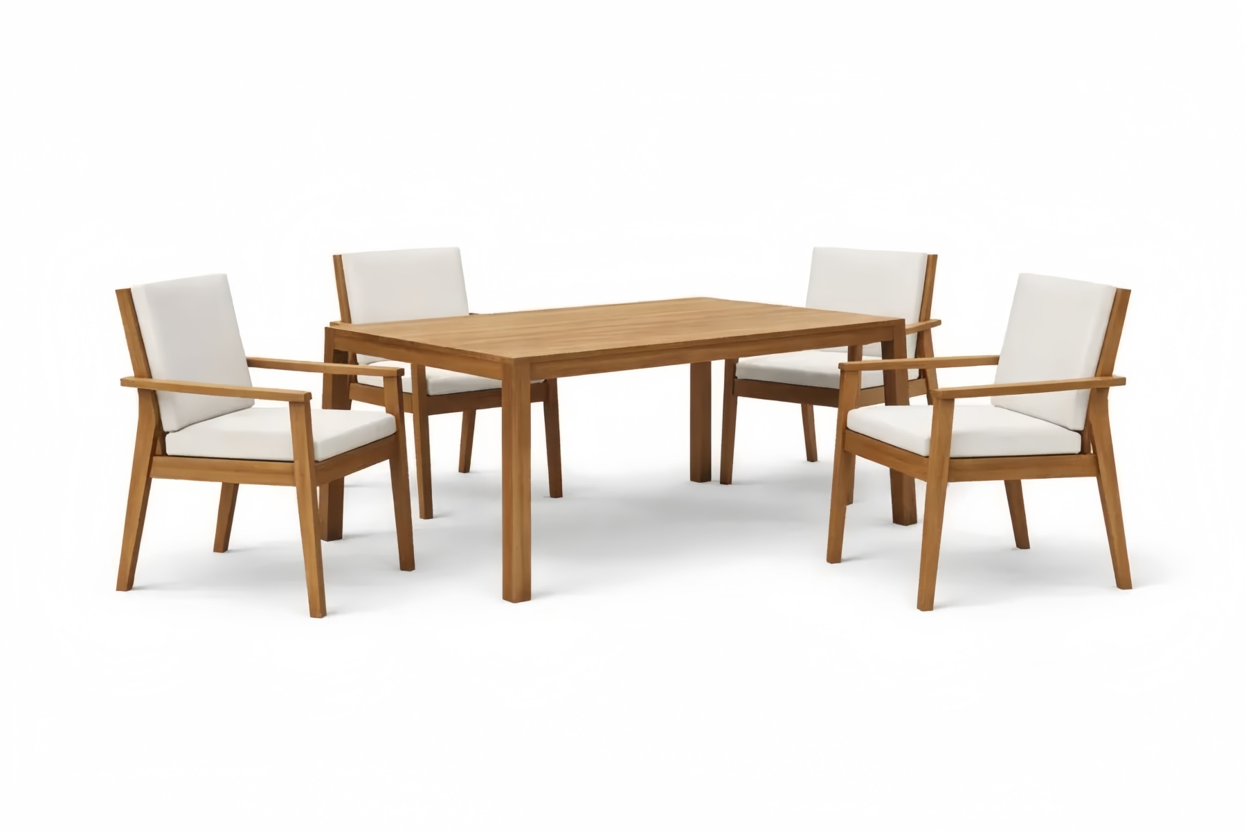 Acacia Wood Outdoor Dining Set with Cushioned Chairs Beige