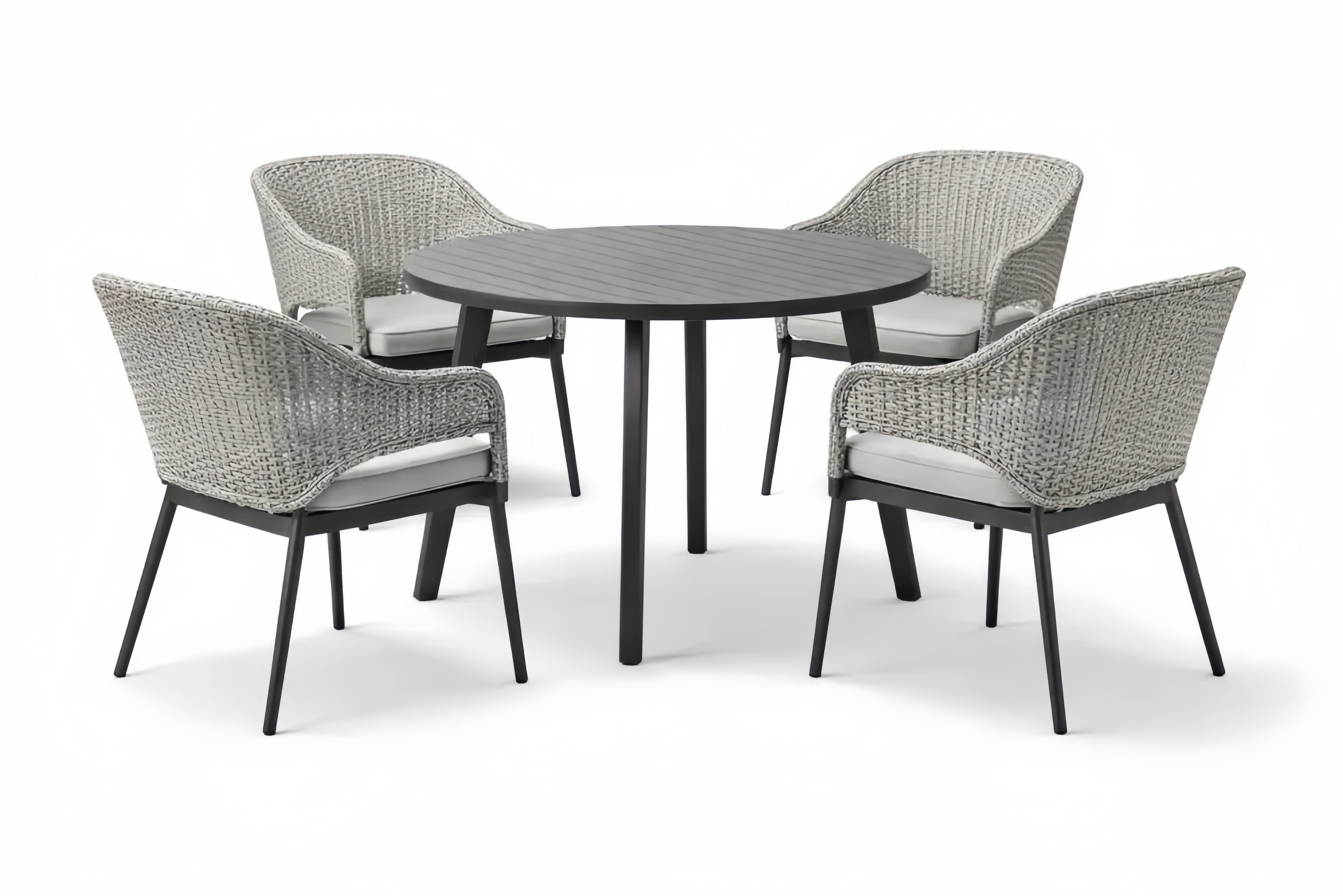 Outdoor Patio Dining Set with Wicker Chairs and Round Table