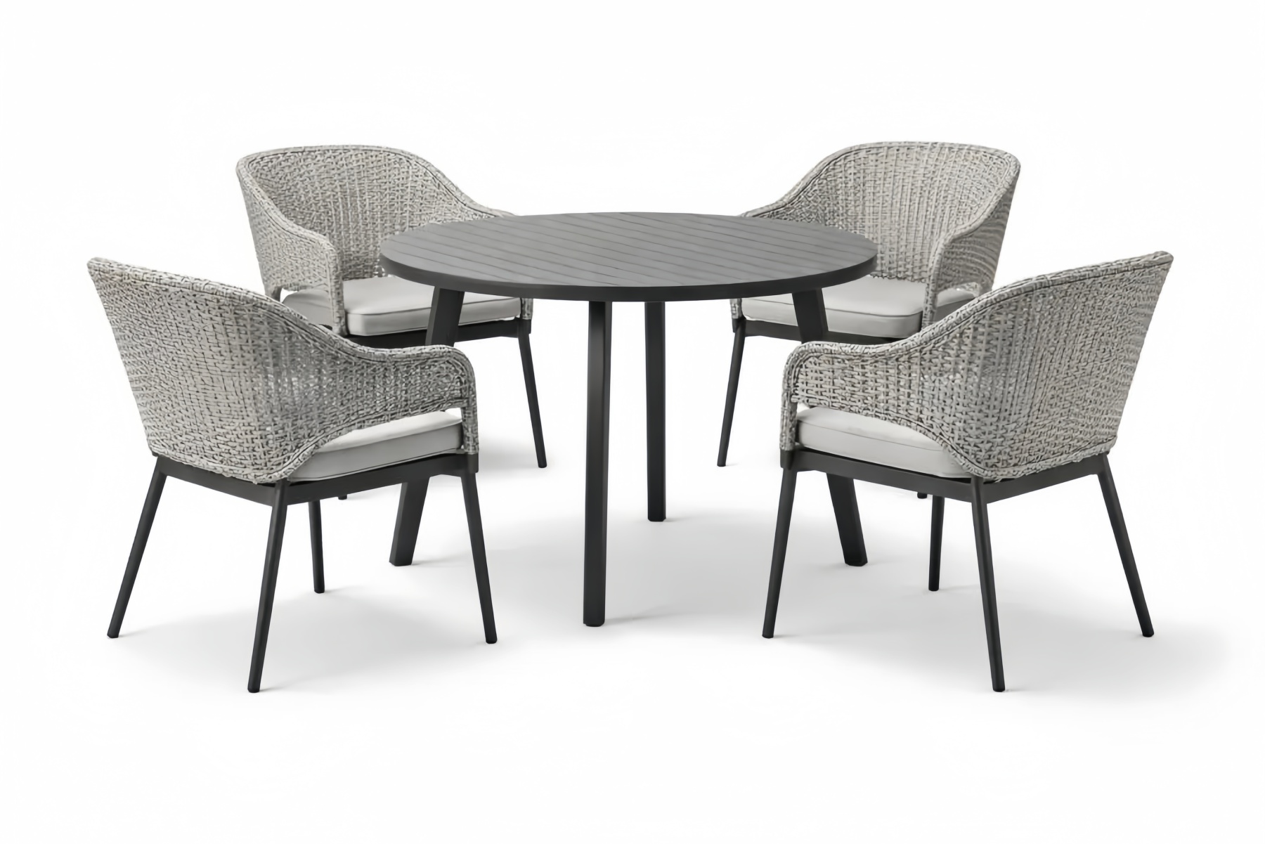 Outdoor Patio Dining Set with Wicker Chairs and Round Table