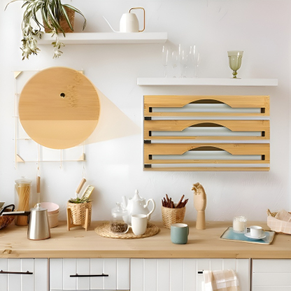 กล่องเก็บฟิล์มห่ออาหารพร้อมลิ้นชัก