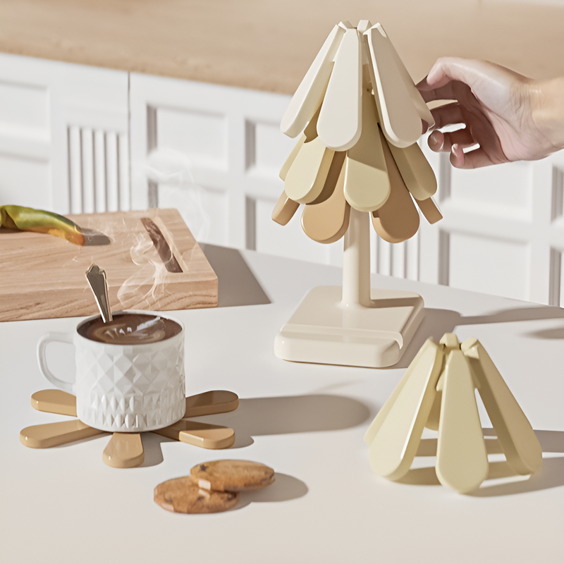 ที่รองแก้วซิลิโคนแบบพับได้ 