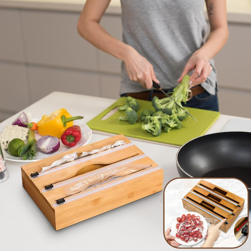 กล่องเก็บฟิล์มห่ออาหารพร้อมลิ้นชัก