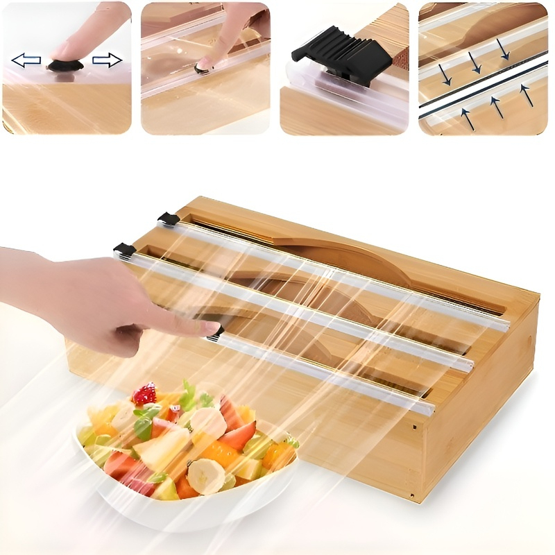 กล่องเก็บฟิล์มห่ออาหารพร้อมลิ้นชัก