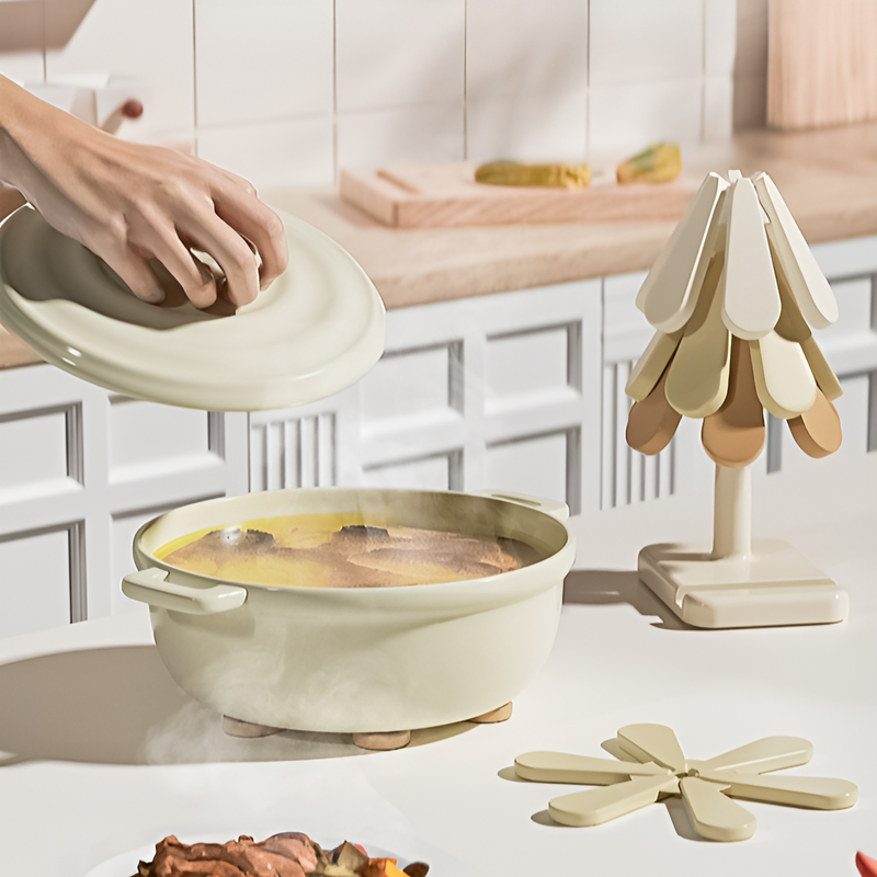 ที่รองแก้วซิลิโคนแบบพับได้ 