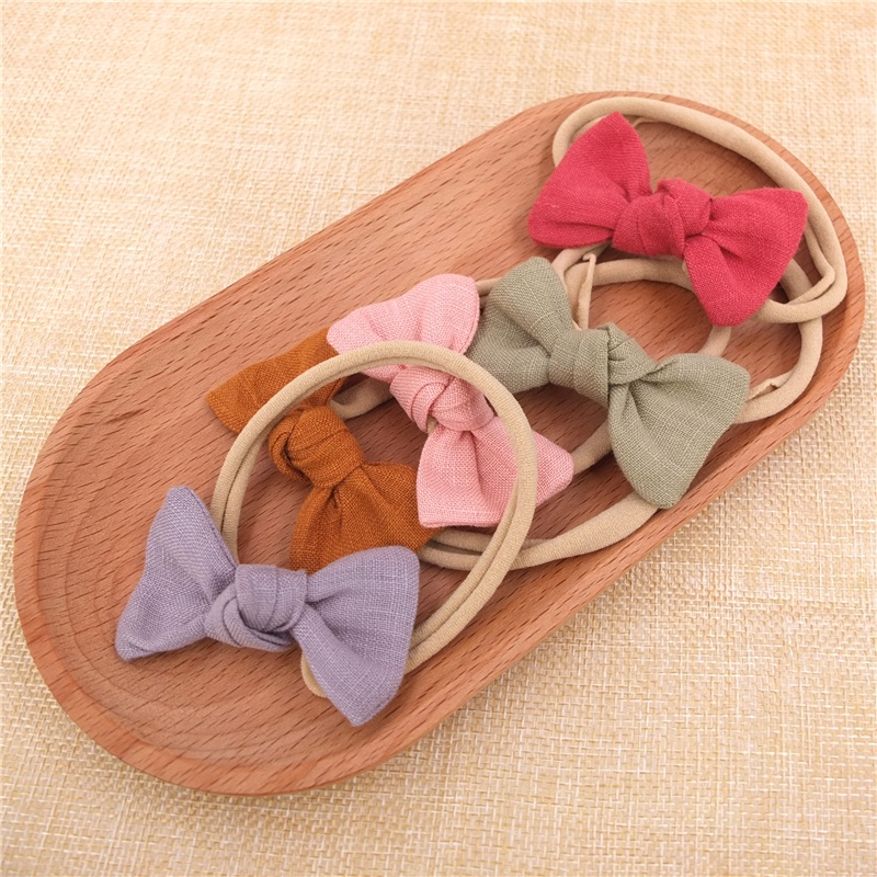 Linen bow hair tie