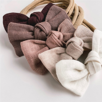 Linen bow hair tie