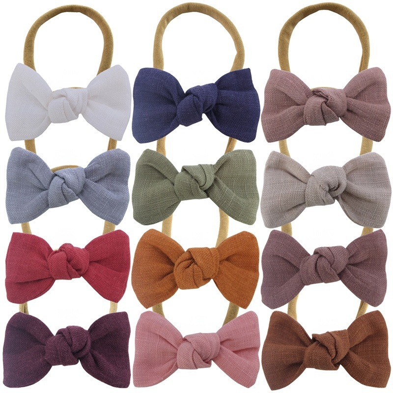 Linen bow hair tie