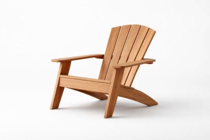 Solid Acacia Wood Adirondack Chair with Natural Finish for Outdoor Seating