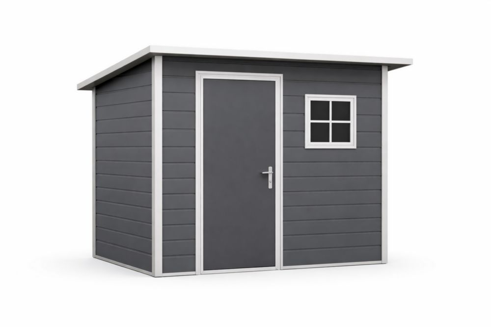 Outdoor Garden Storage Shed Gray Metal 220cm x 150cm x 200cm