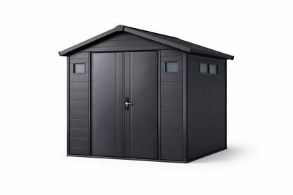 Outdoor Black Polypropylene Storage Shed with Double Door 245x198x227 cm