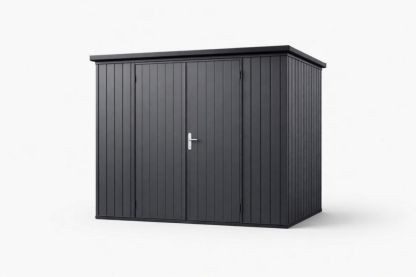 Galvanized Steel Storage Shed Flat Roof Black 200x150x190 cm