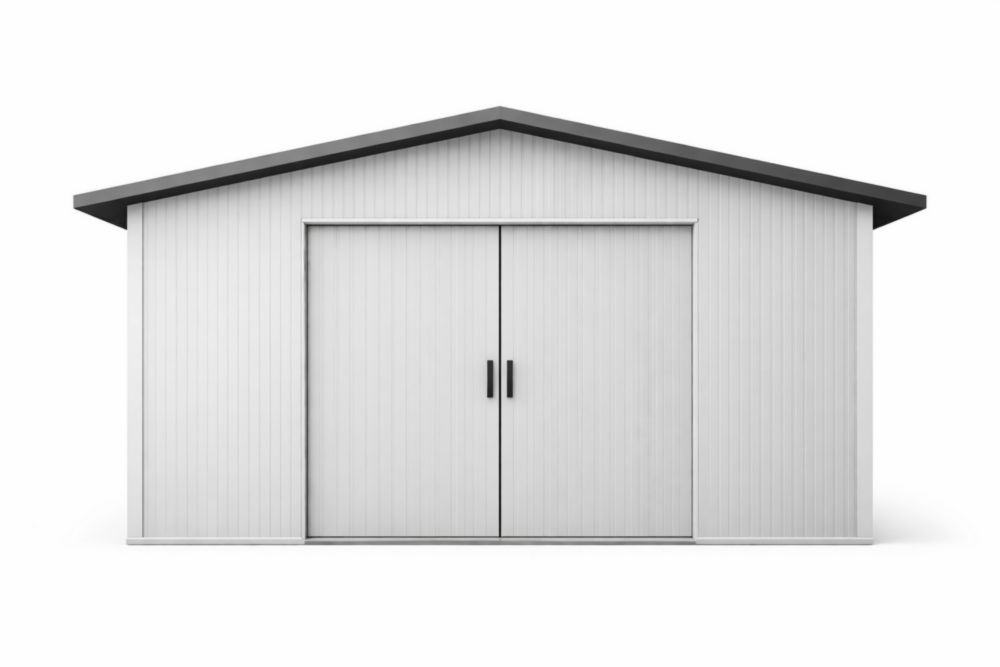 Galvanized Steel Double Door Storage Shed Gray 300cm x 200cm x 210cm