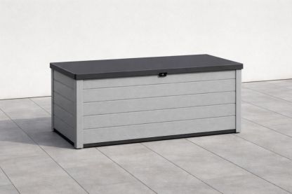 Outdoor Storage Box Rectangle Grey/Black Resin117cm x 45cm x 58cm(L × W × H)