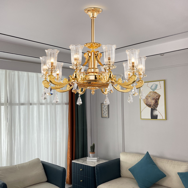 10 lights brass crystal chandelier for living room/dinning room/bedroom