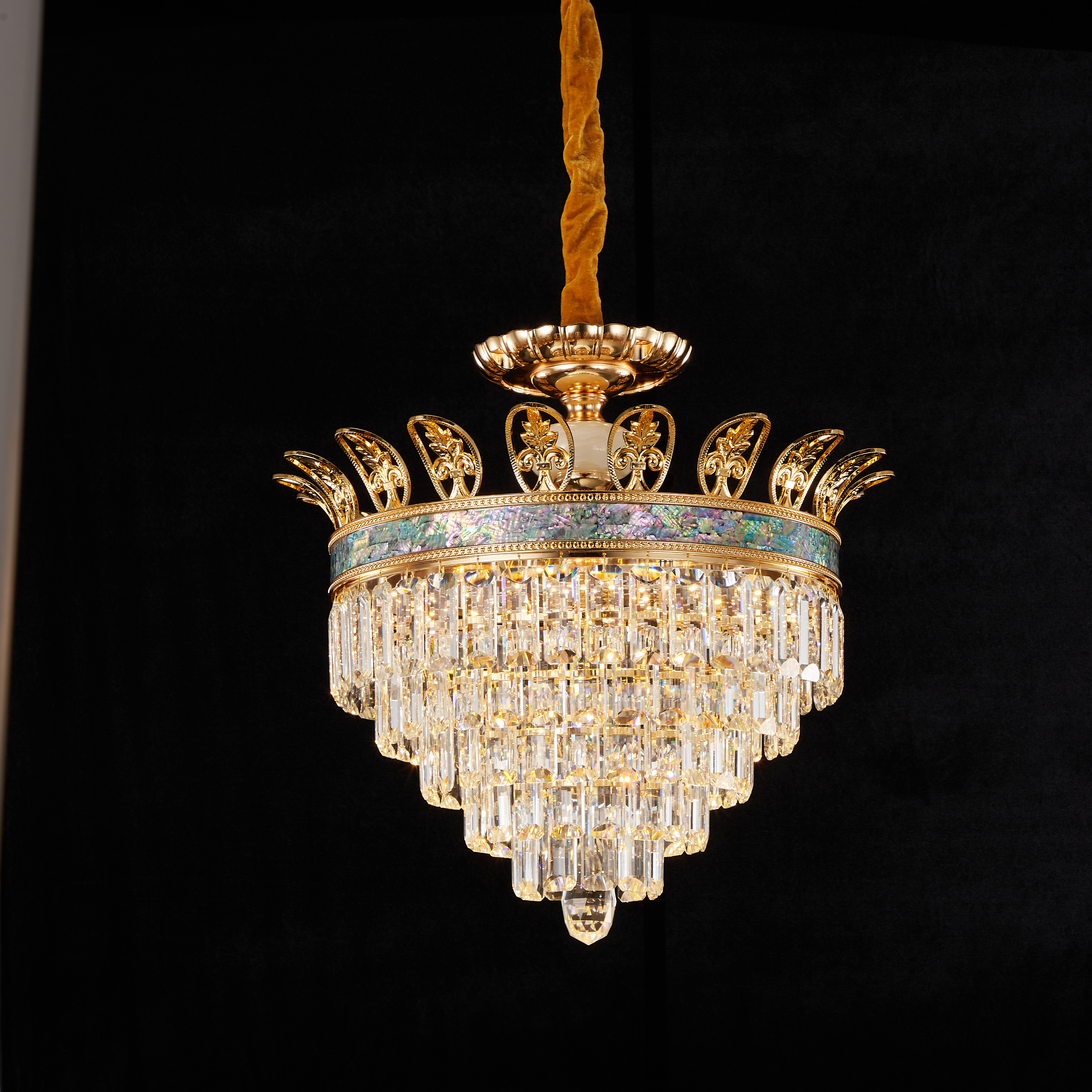 Golden Crystal drop pendant light 