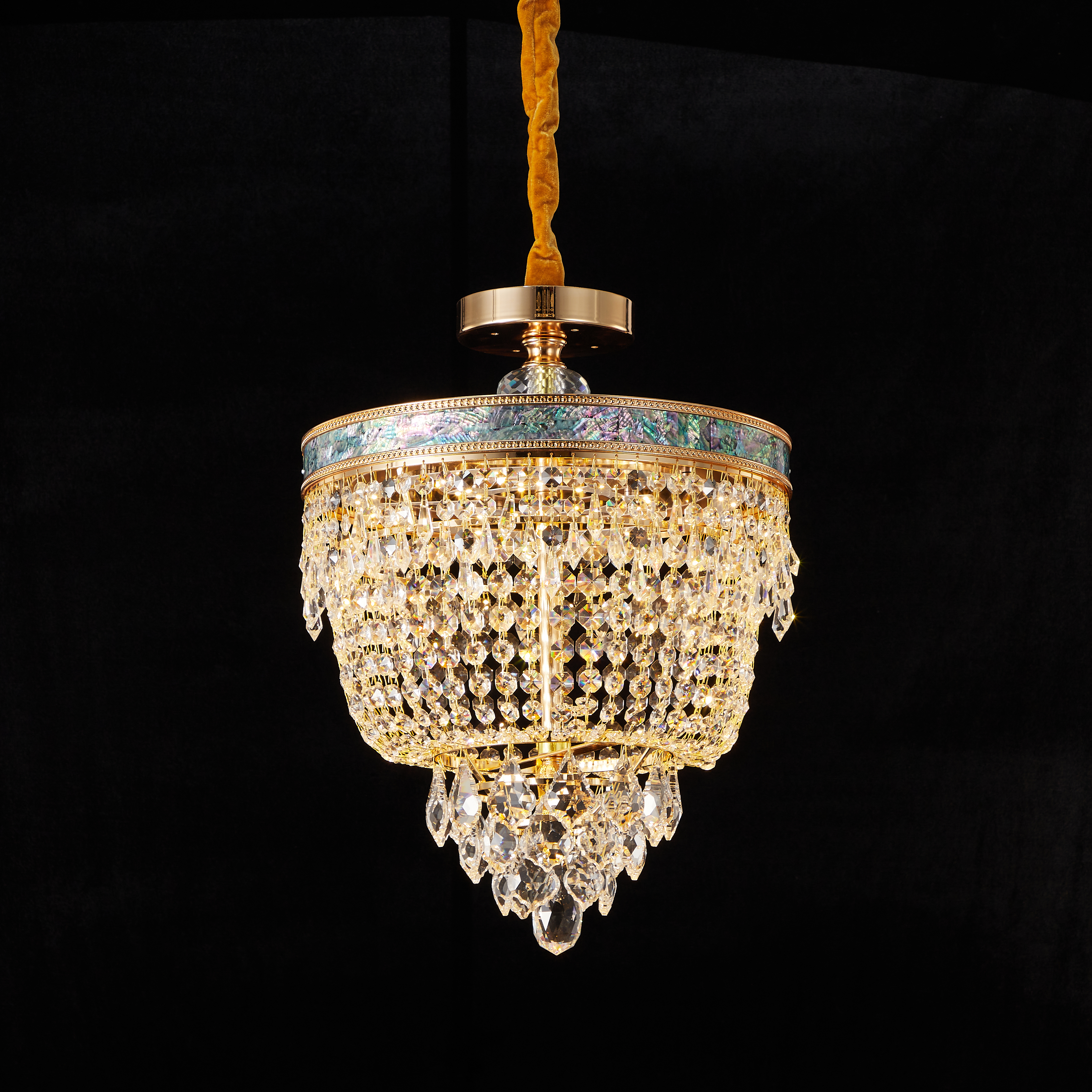 Golden Crystal drop pendant light