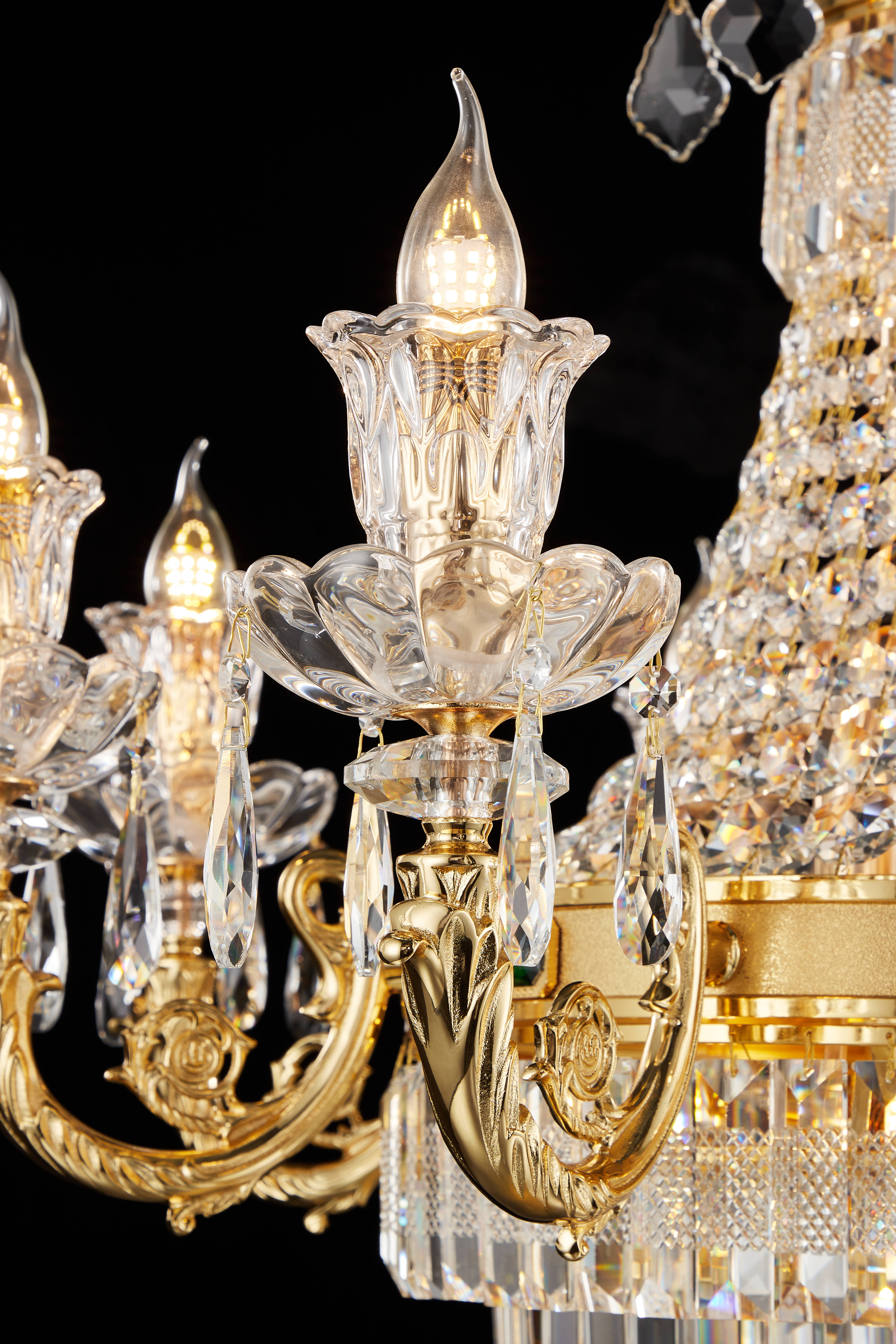 French Solid Brass Crystal Chandelier for Living & Dining