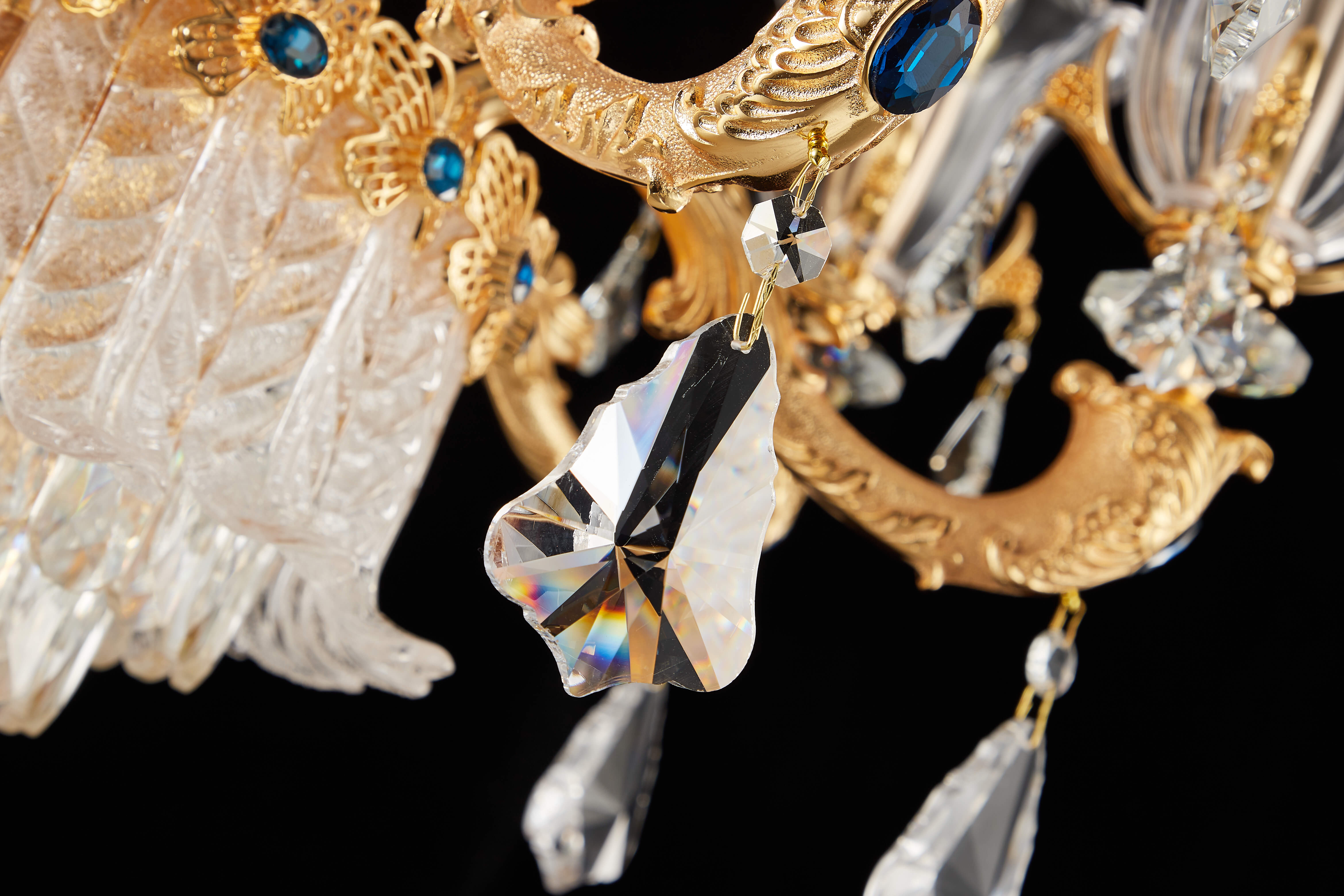 French Gold Brass Crystal Chandelier for Foyer & Dining Room