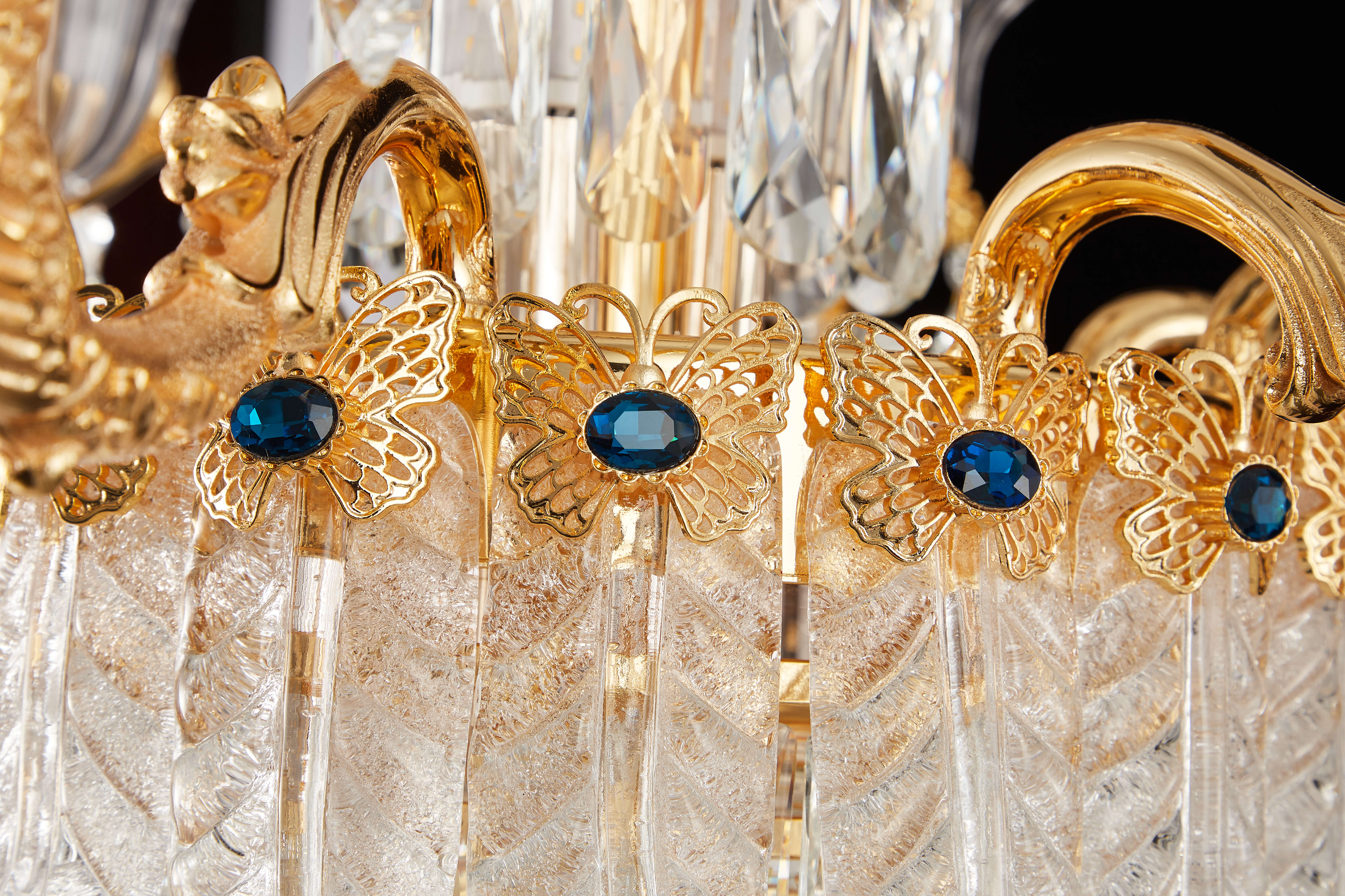 French Gold Brass Crystal Chandelier for Foyer & Dining Room