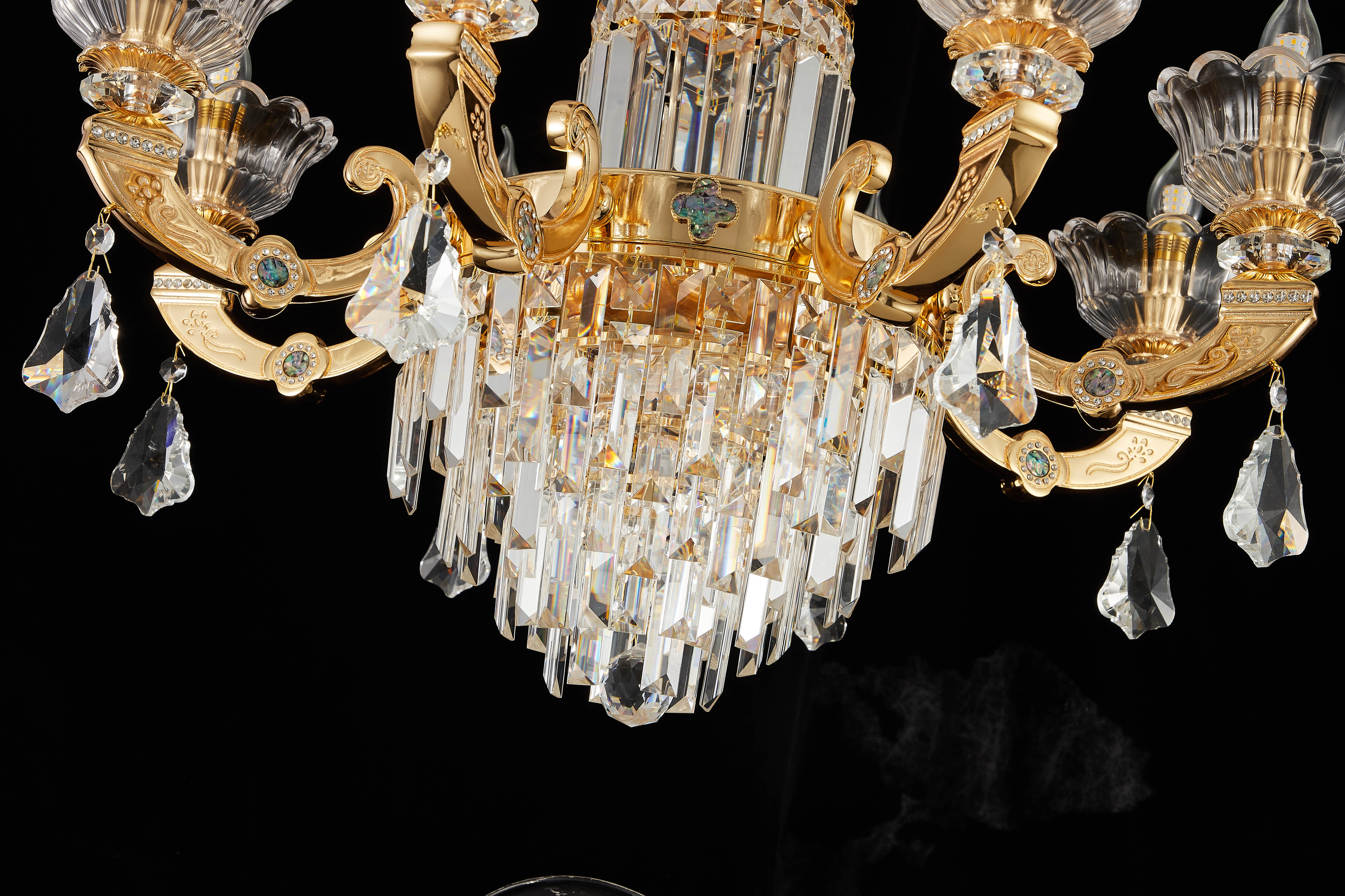 French Gold Brass Crystal Chandelier for Living & Dining Room