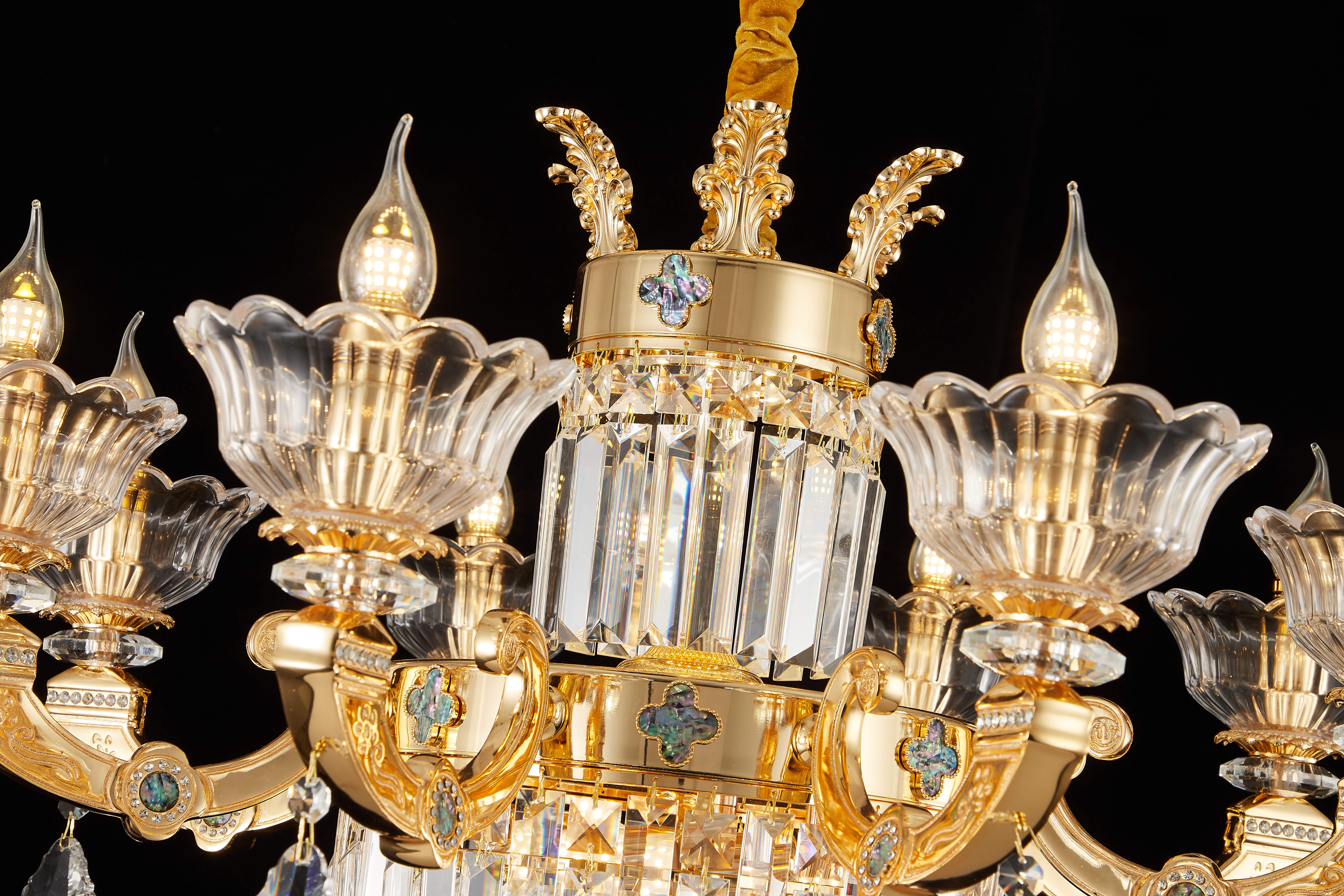 French Gold Brass Crystal Chandelier for Living & Dining Room