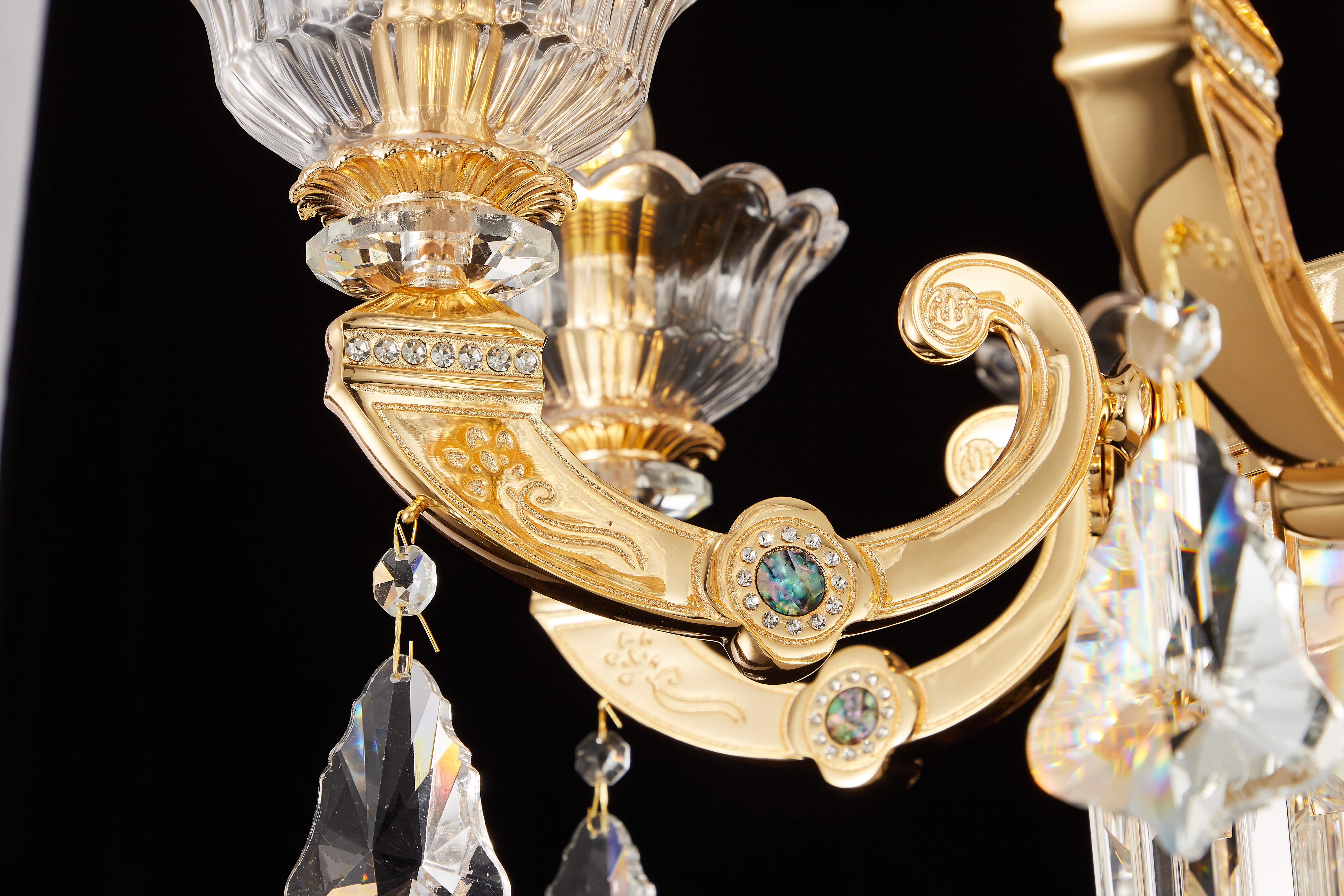 French Gold Brass Crystal Chandelier for Living & Dining Room