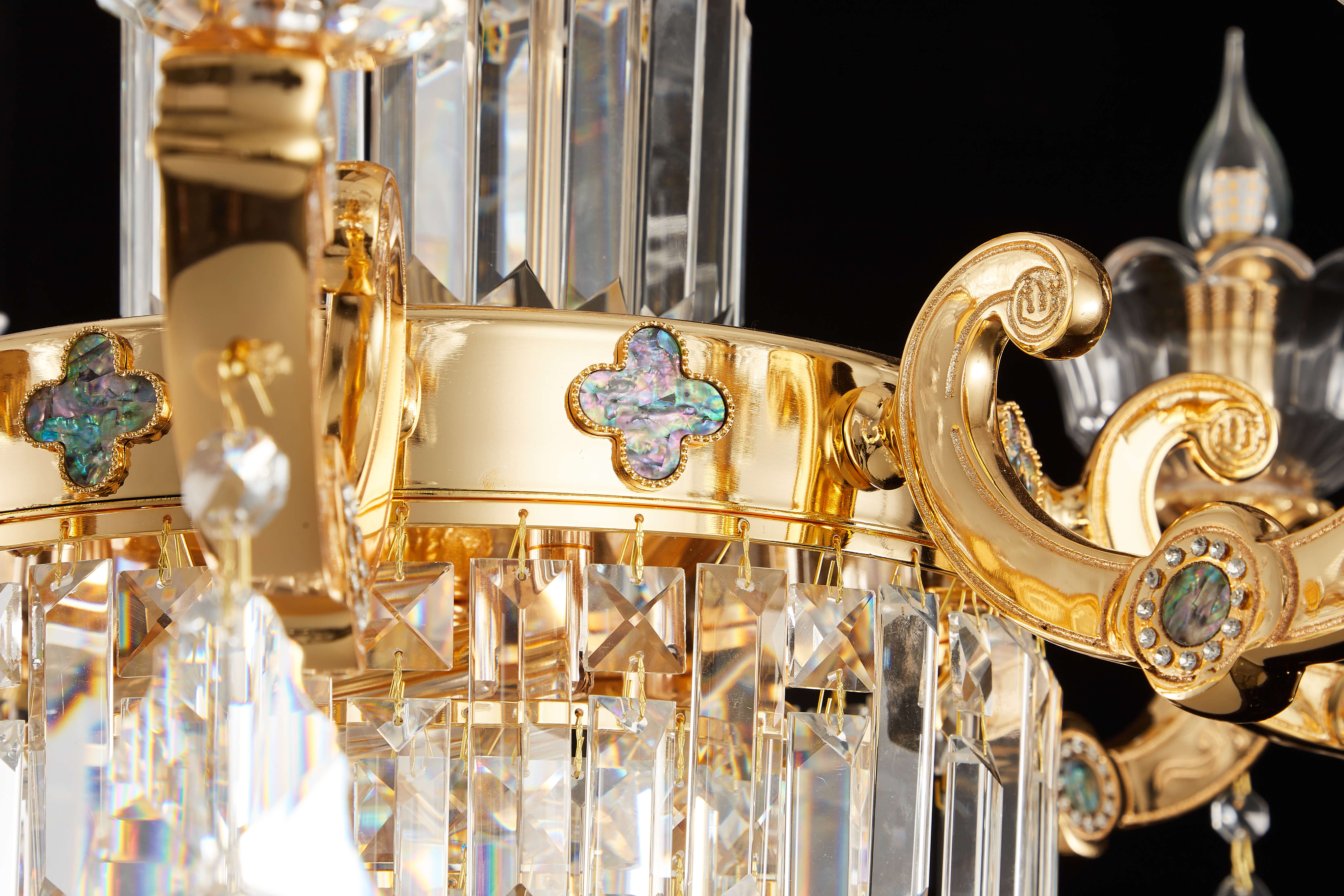 French Gold Brass Crystal Chandelier for Living & Dining Room