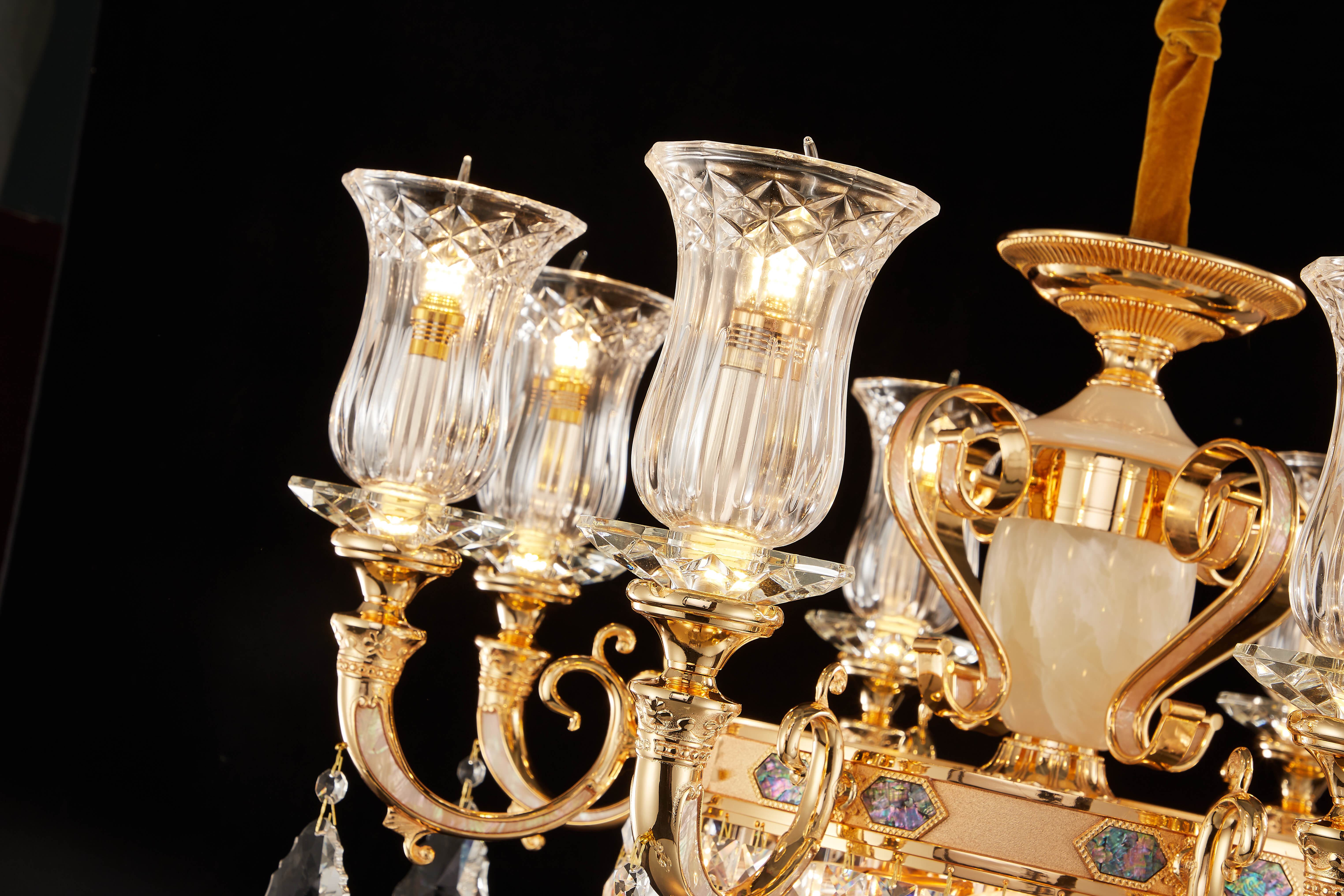 Gold Brass Crystal Chandelier for High Ceiling Entrance