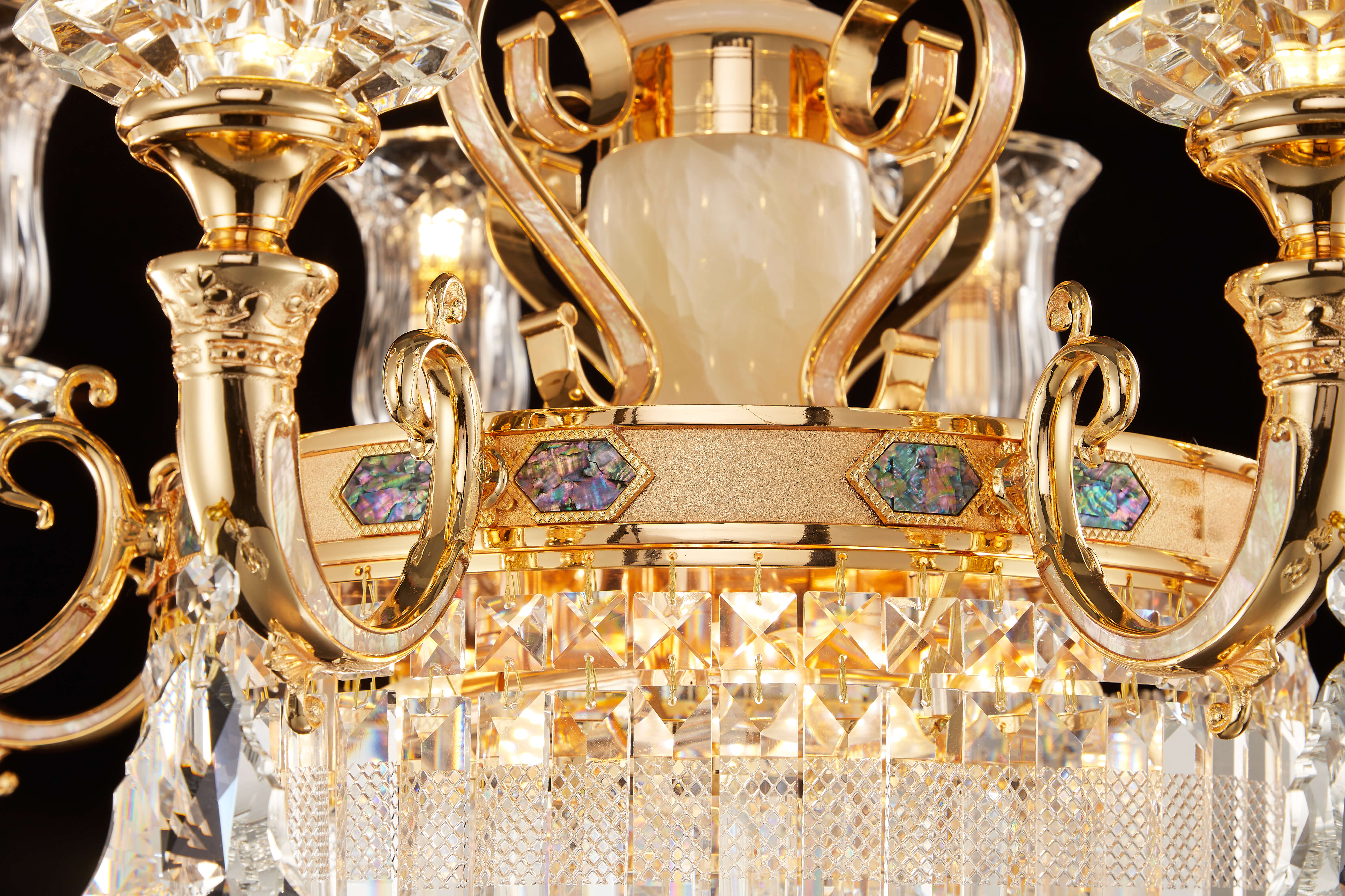 Gold Brass Crystal Chandelier for High Ceiling Entrance
